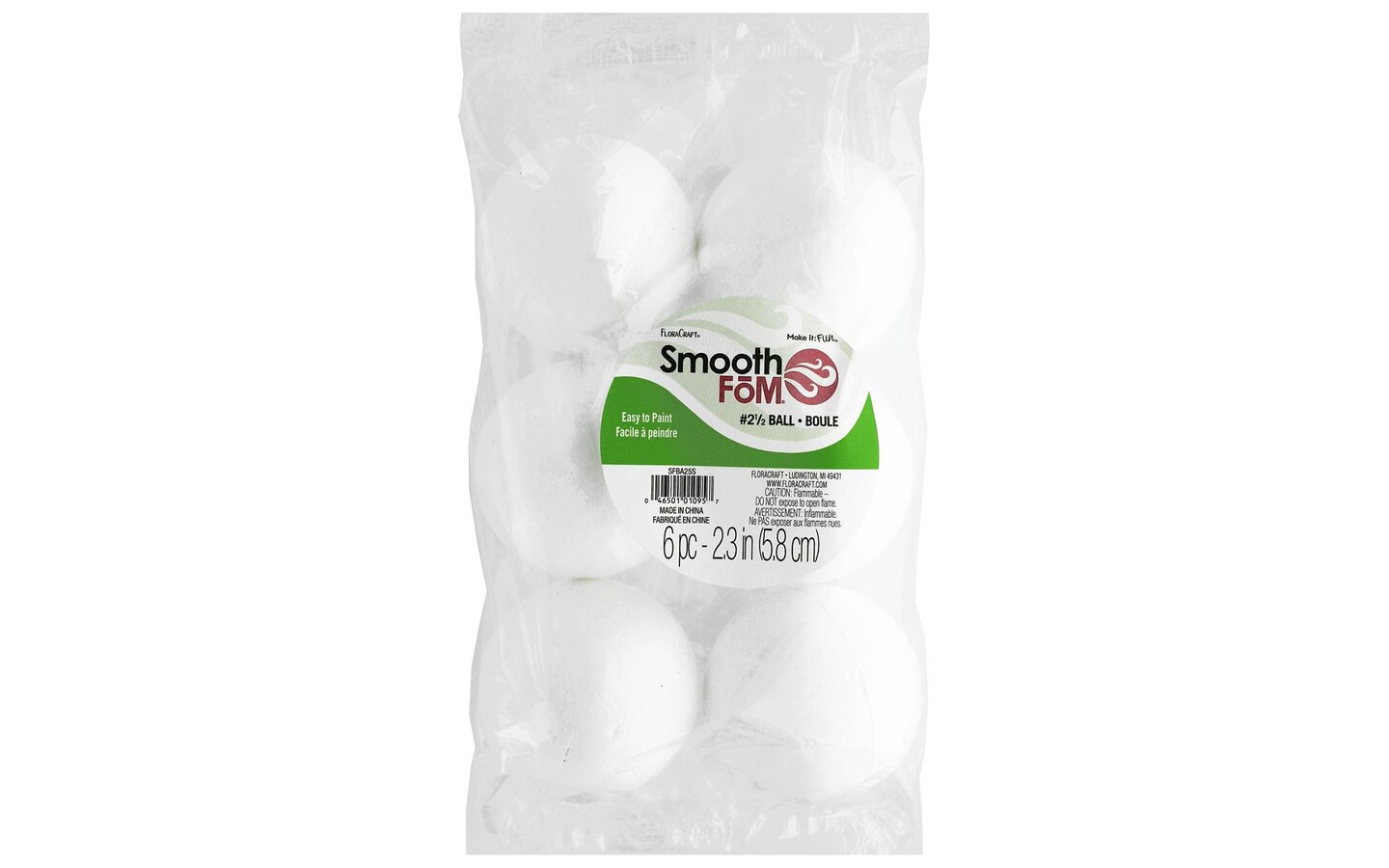 FloraCraft Foam SmoothFom Ball 2.3&#x22; 6pc