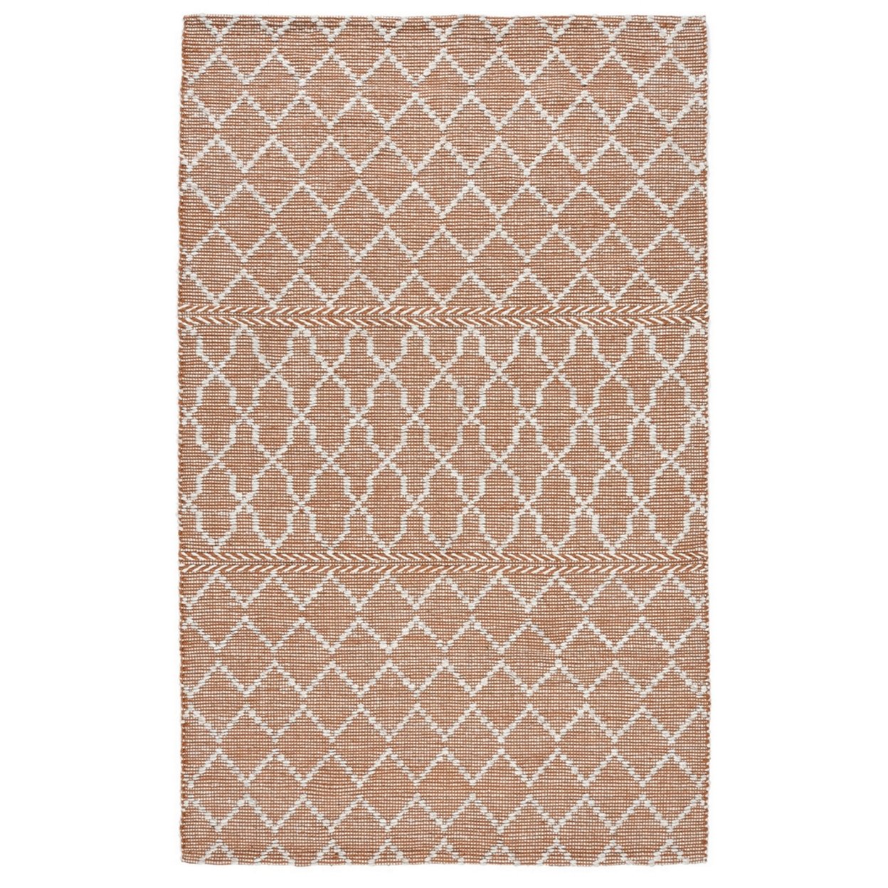 Saltoro Sherpi Solk 5 x 8 Medium Area Rug, Woven Polyester, Moroccan Lattice, Ivory, Brown-