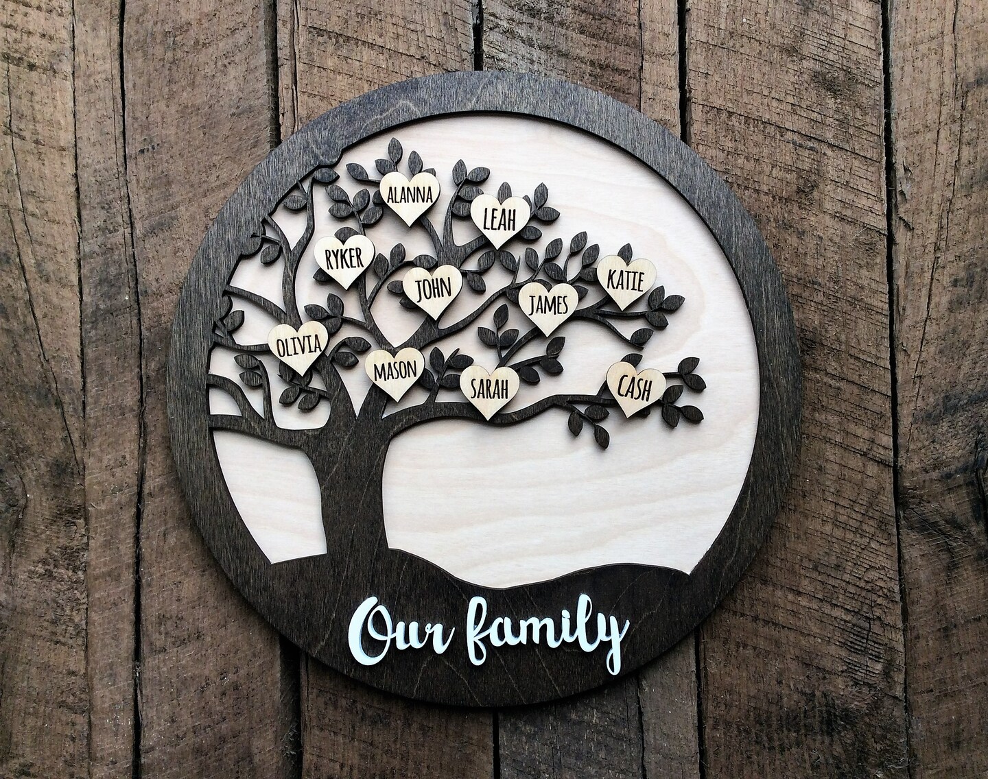 Autocollant Mural Personnalisé Nom De Famille Et Arbre – Vinyle Décoratif Pour La Maison – Neuf Sous Emballage