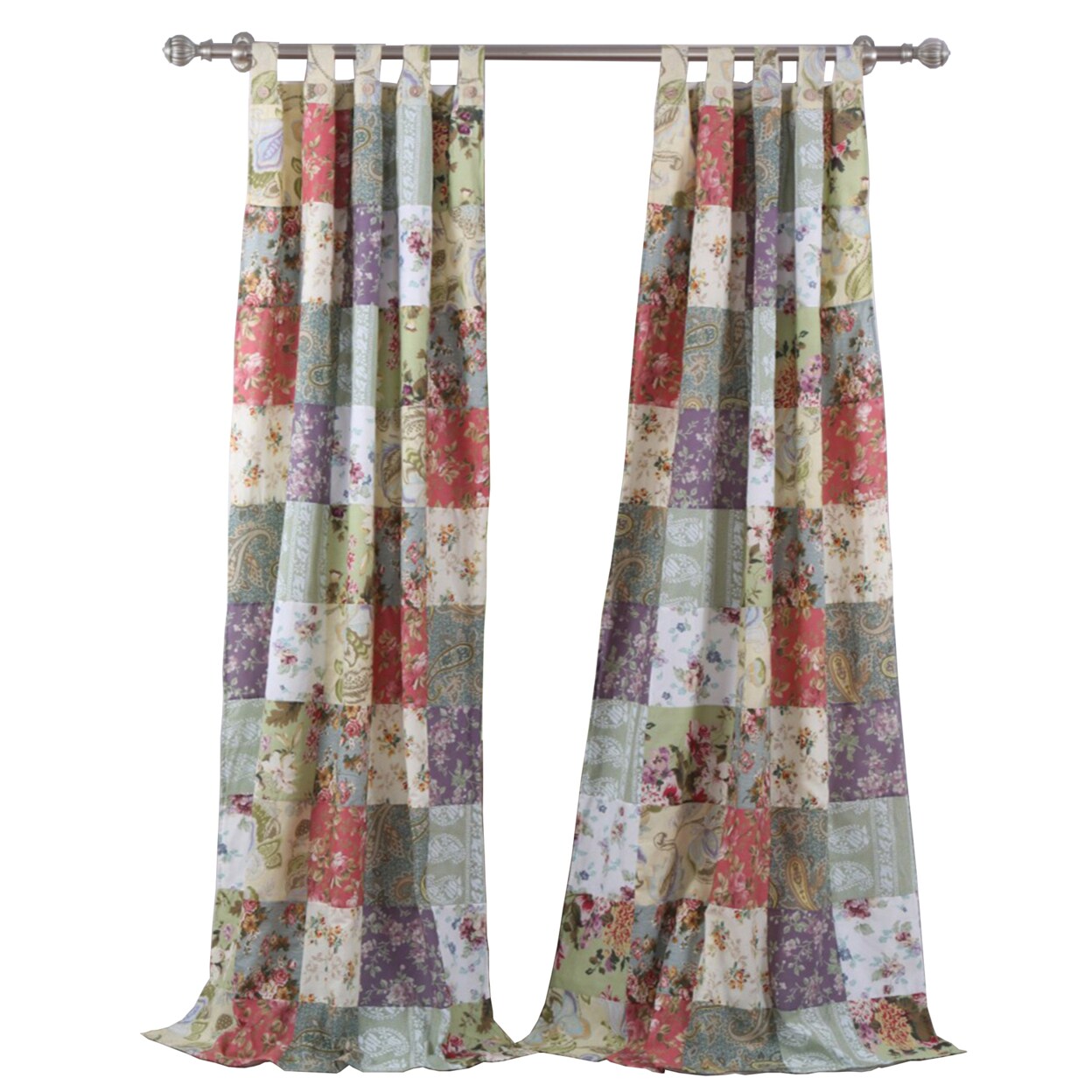 Saltoro Sherpi Eiger Fabric Window Panels with Jacobean Prints, Set of 2, Multicolor-