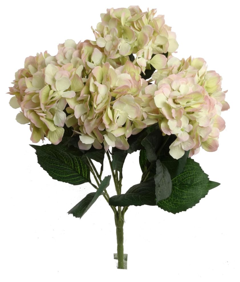 20-Inch Green Pink Hydrangea Stem with Lifelike Petals for DIY Arrangements and Home D&#xE9;cor, Floral Home by Artificial Flowers