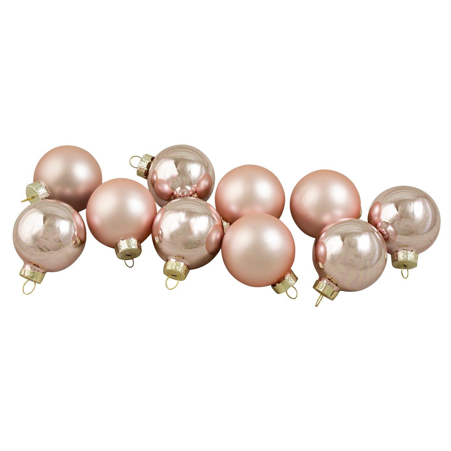 Northlight 10ct Baby Pink Glass 2-Finish Christmas Ball Ornaments 1.75&#x22; (45mm)