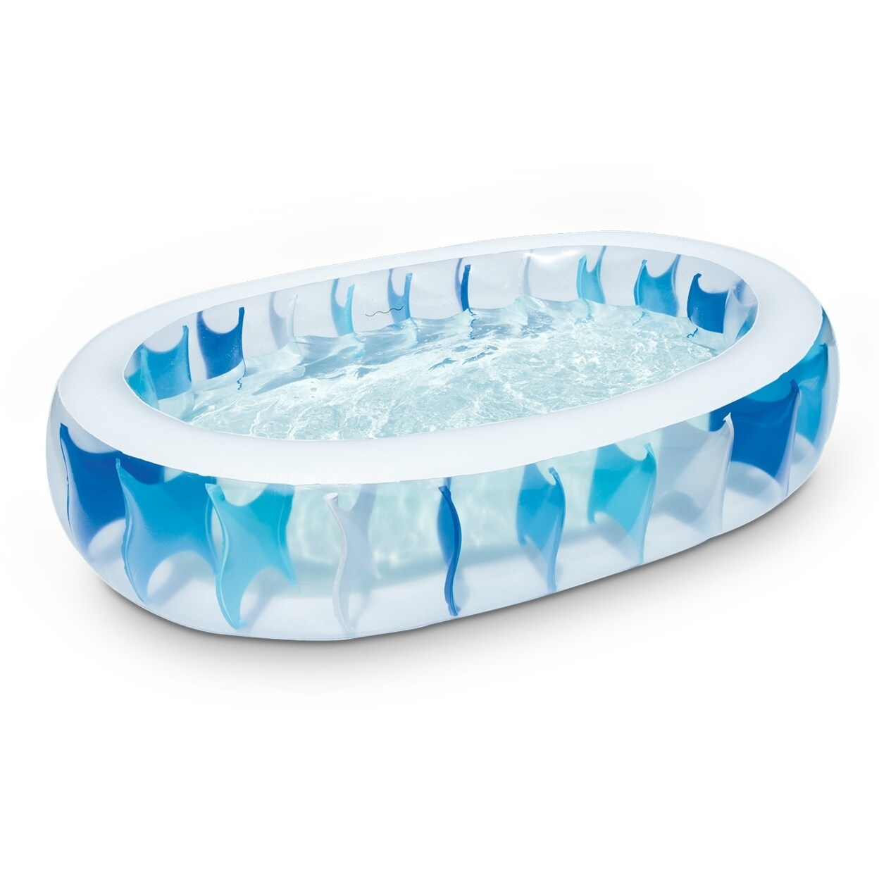 Inflatable Family Pool 90X60x20in Blue Vinyl Blow Up Pool For Kids Folding 4 Kids