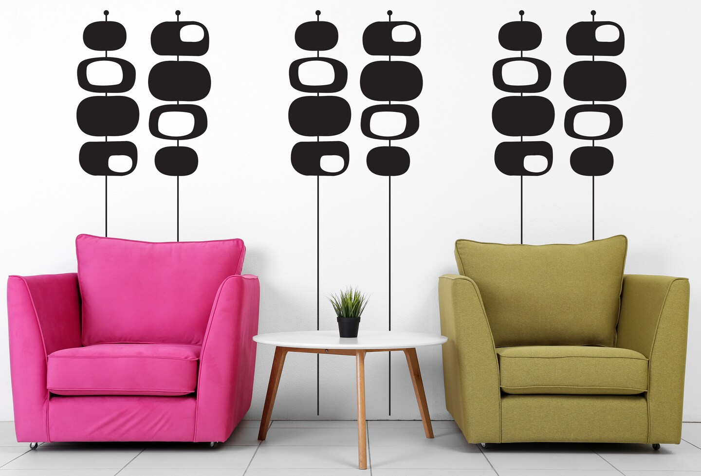 Mid Century Modern Decals, Geometric Decal, Removable Wall Decor