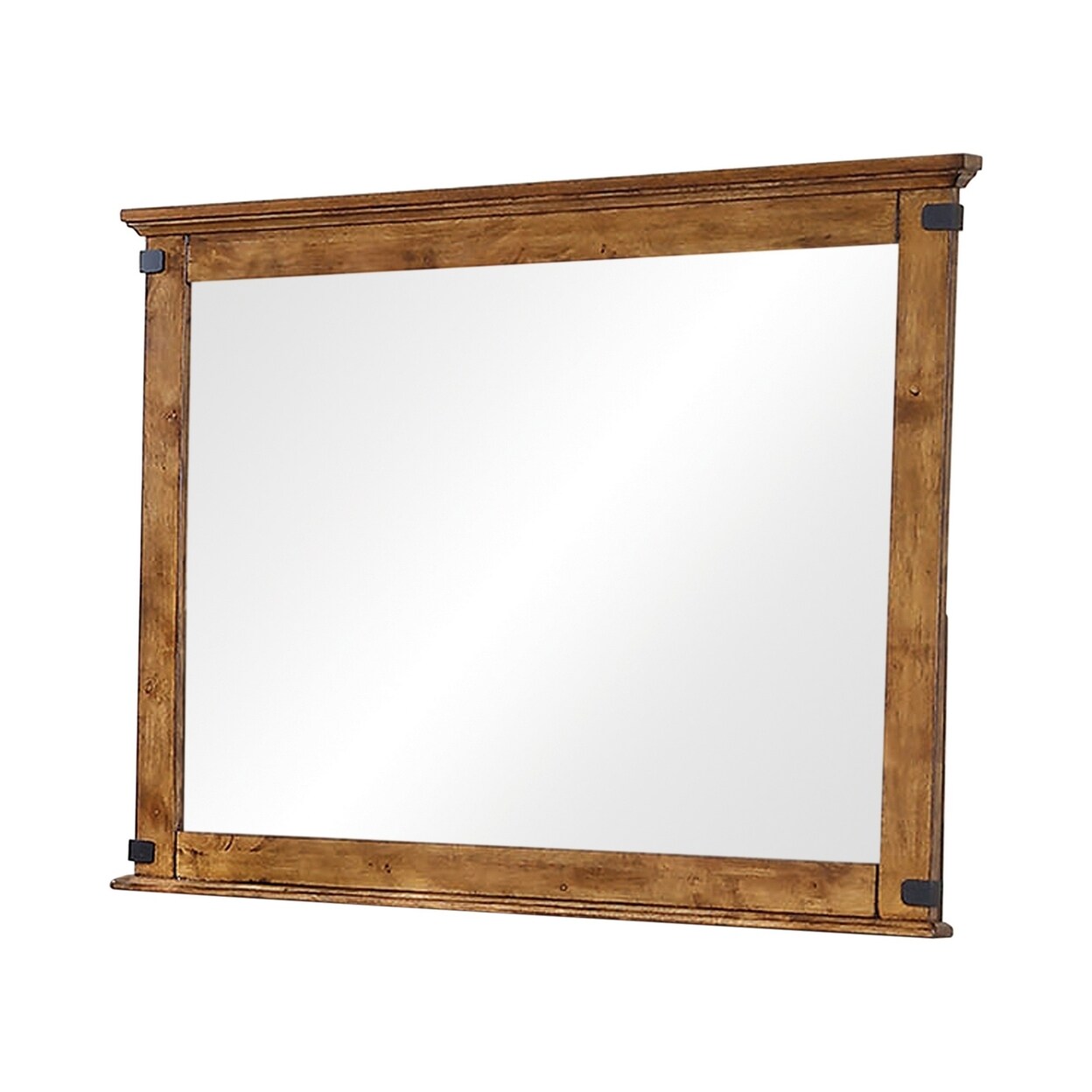 Saltoro Sherpi 49 Inch Rustic Wood Farmhouse Mirror, Metal Corner Accents, Rustic Brown-