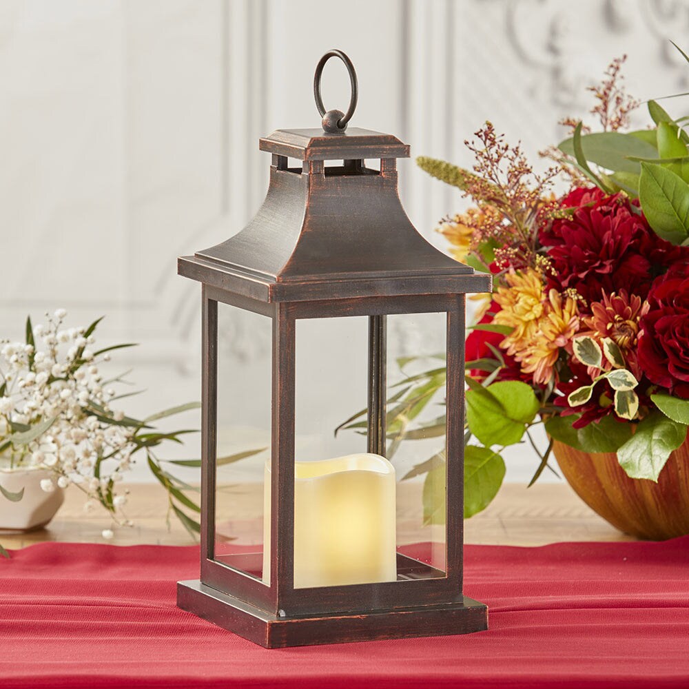 LED Decorative Lanterns - Set of 12 - Kate Aspen Cooper Vintage Rustic Home D&#xE9;cor Lantern Tabel Centerpiece for Wedding, Bridal Shower, Anniversary Party - Hampton