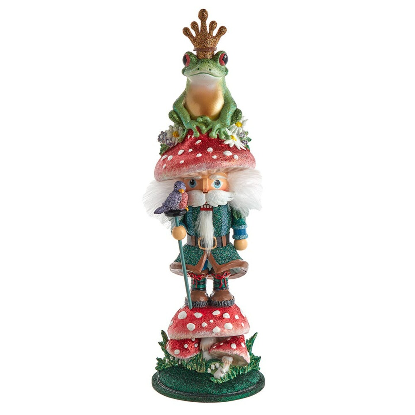 KSA 16.5&#x22; Frog Prince Christmas Nutcracker with a Mushroom Base