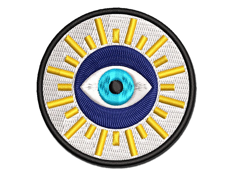 Sun Evil Eye Nazar Charm Multi-Color Embroidered Iron-On Patch Applique