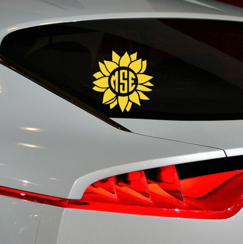 Sunflower monogram shop car decal