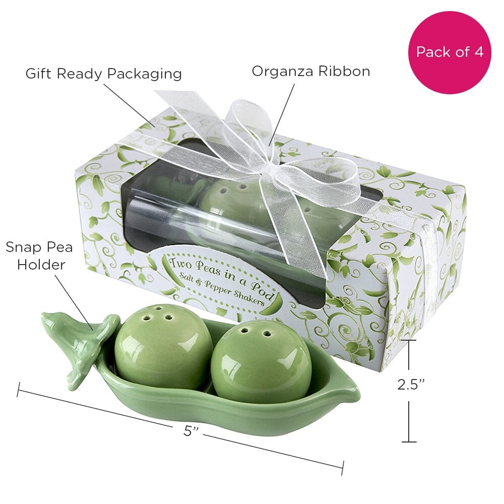 Two Peas in a Pod Ceramic Salt &#x26; Pepper Shakers (Set of 4)