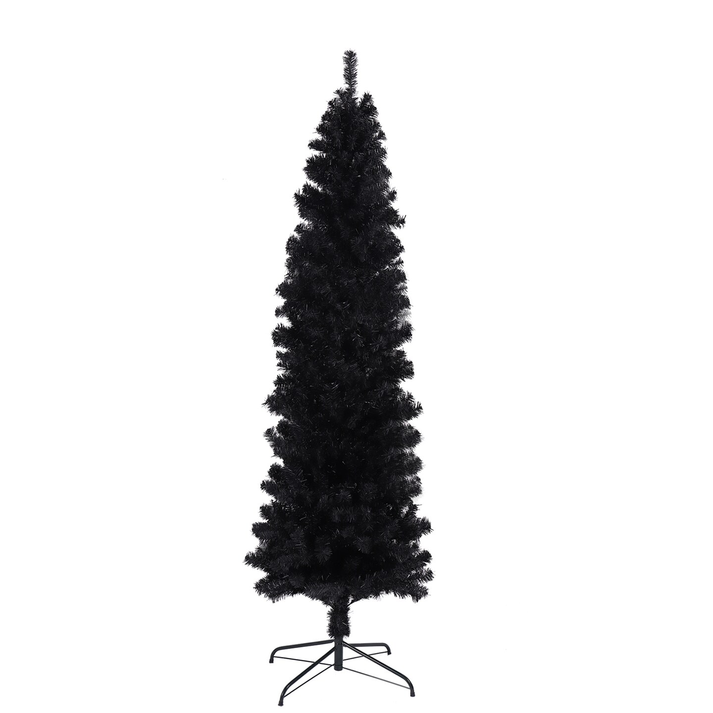 7.5 Ft Halloween Black Artificial Halloween and Christmas Tree with Metal Stand