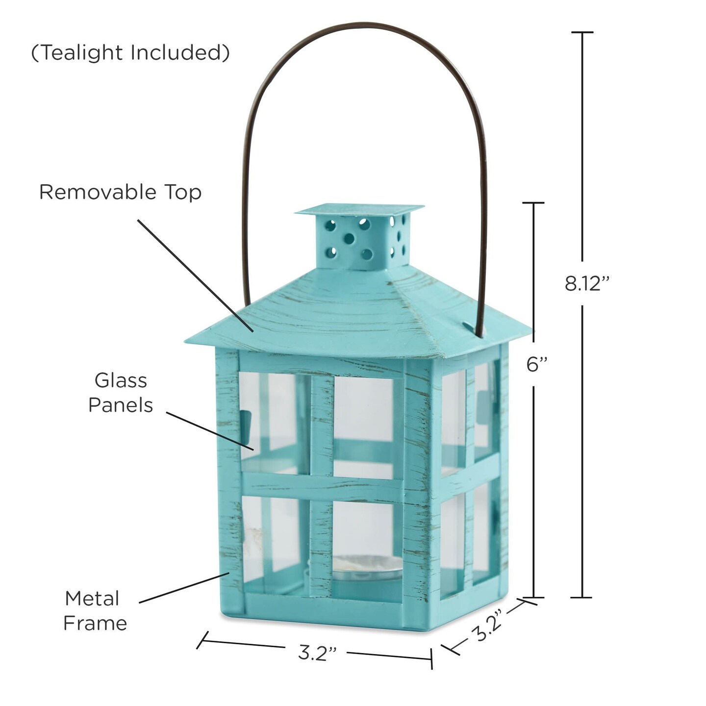 Vintage Blue Distressed Lantern - Medium (Set of 2)