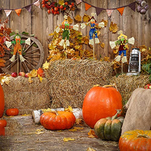EBaokuup 10 PCS Halloween Scarecrow Decoration - 11.8 Inch Fall Harvest Scarecrow Thanksgiving Scarecrow Fall Harvest Standing Scarecrow Decor for Autumn, Halloween, Garden, Yard Decoration