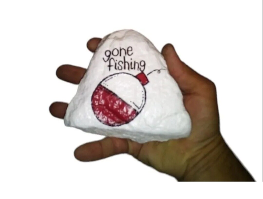 "Gone Fishing" Hand Painted  Beach  Rock Funny Gag Gift product 2