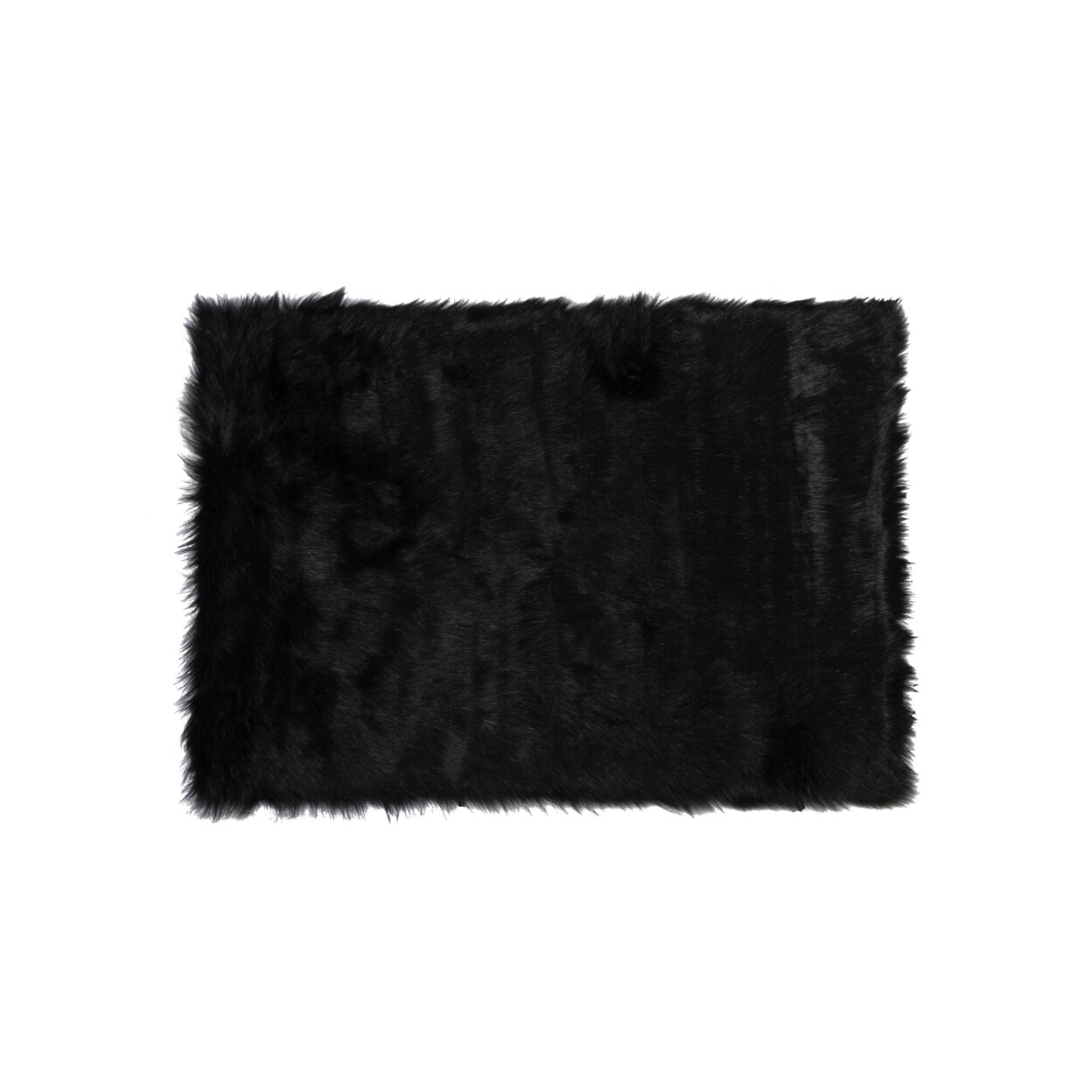 LUXE FAUX FUR HUDSON FAUX SHEEPSKIN RUG/THROW 2&#x27;X3&#x27; BLACK