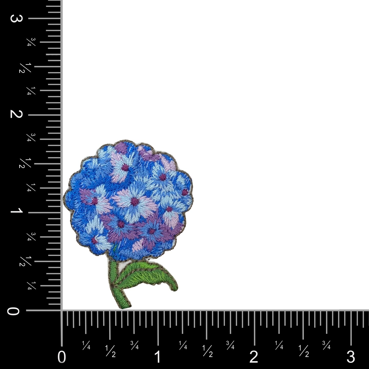 Blue Hydrangea, Flowers, Embroidered, Iron on Patch