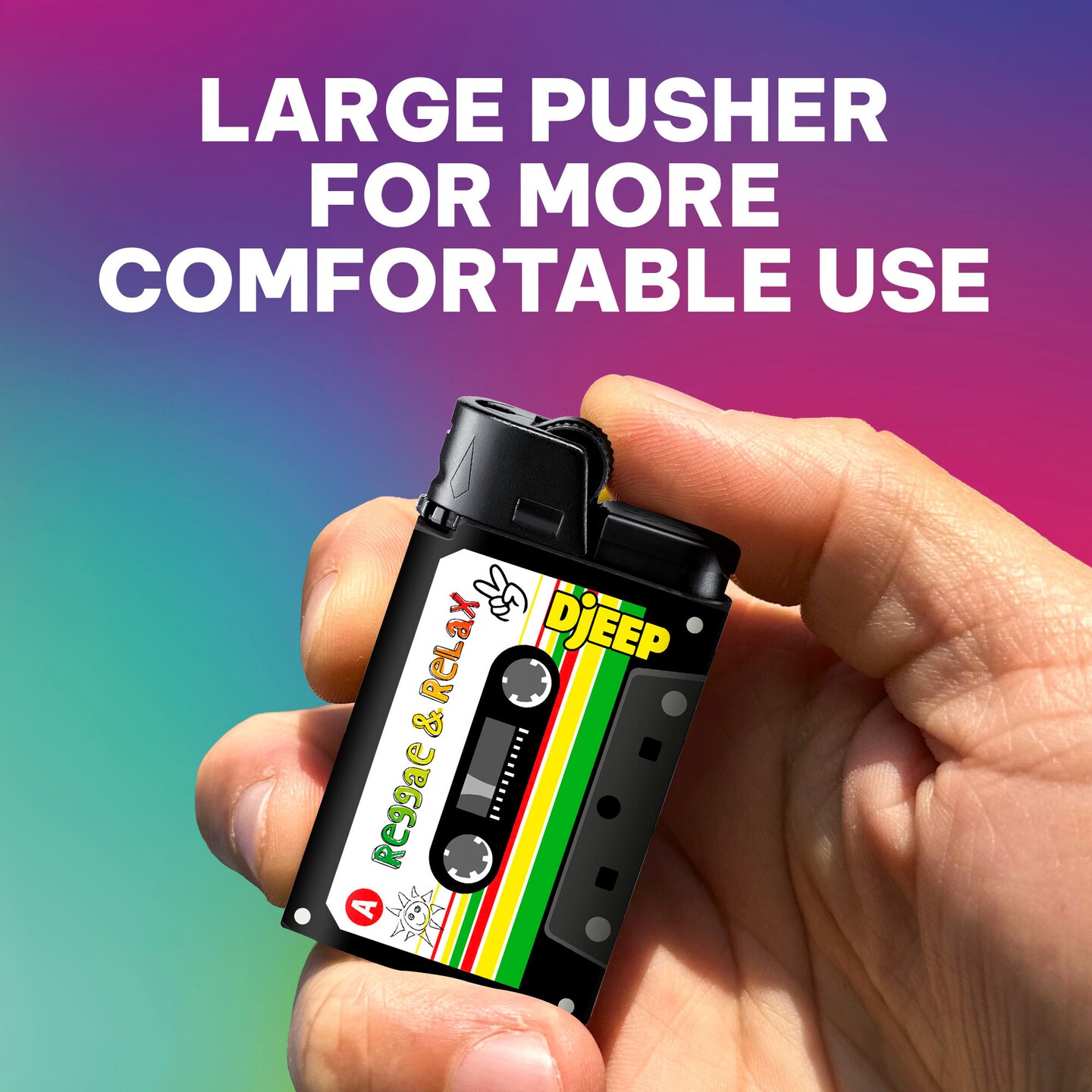 DJEEP Pocket Lighters, LIMITED EDITION Mixtape Collection, Textured Unique Lighters, 4 Count Pack of Disposable Lighters