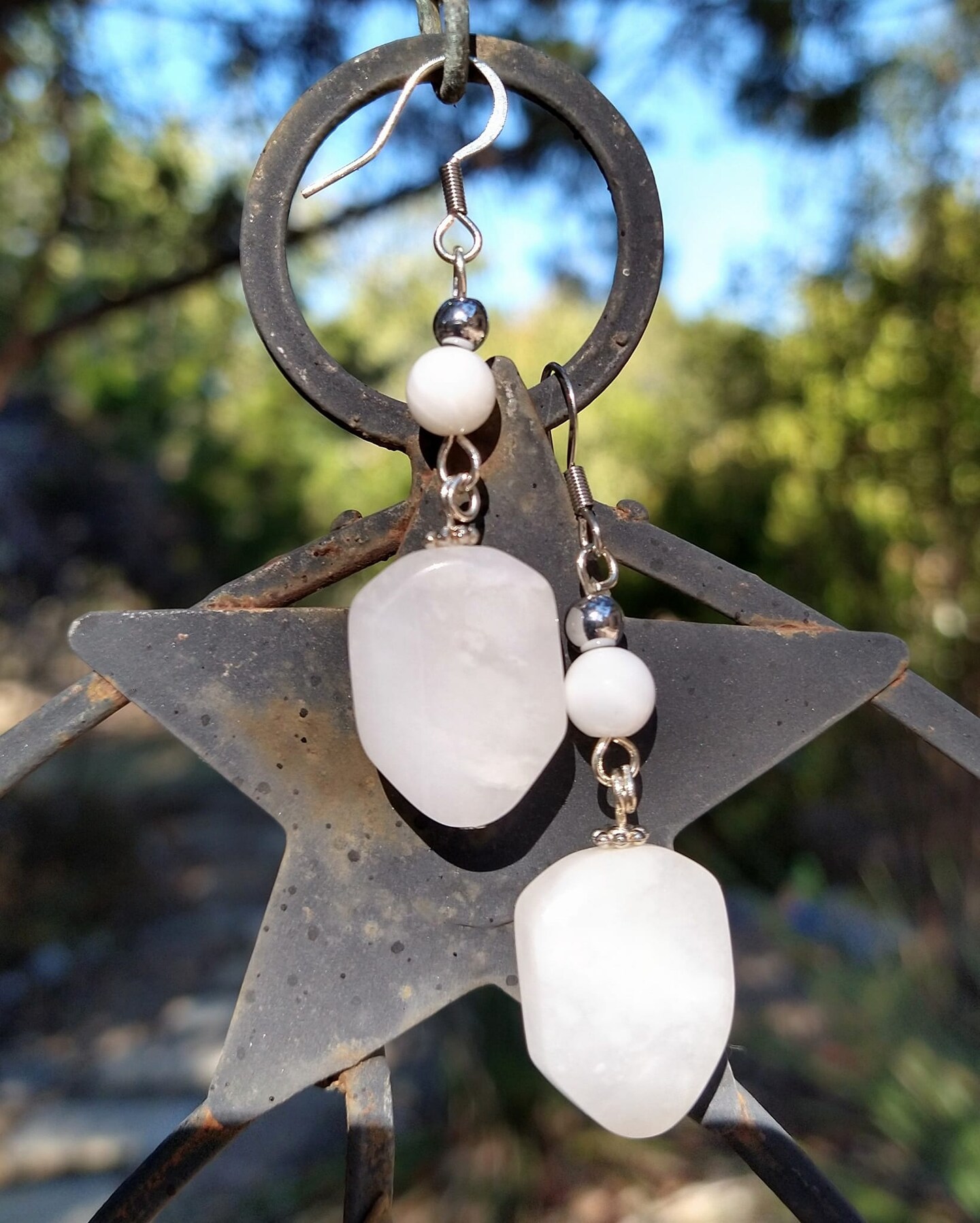 White hot sale agate earrings