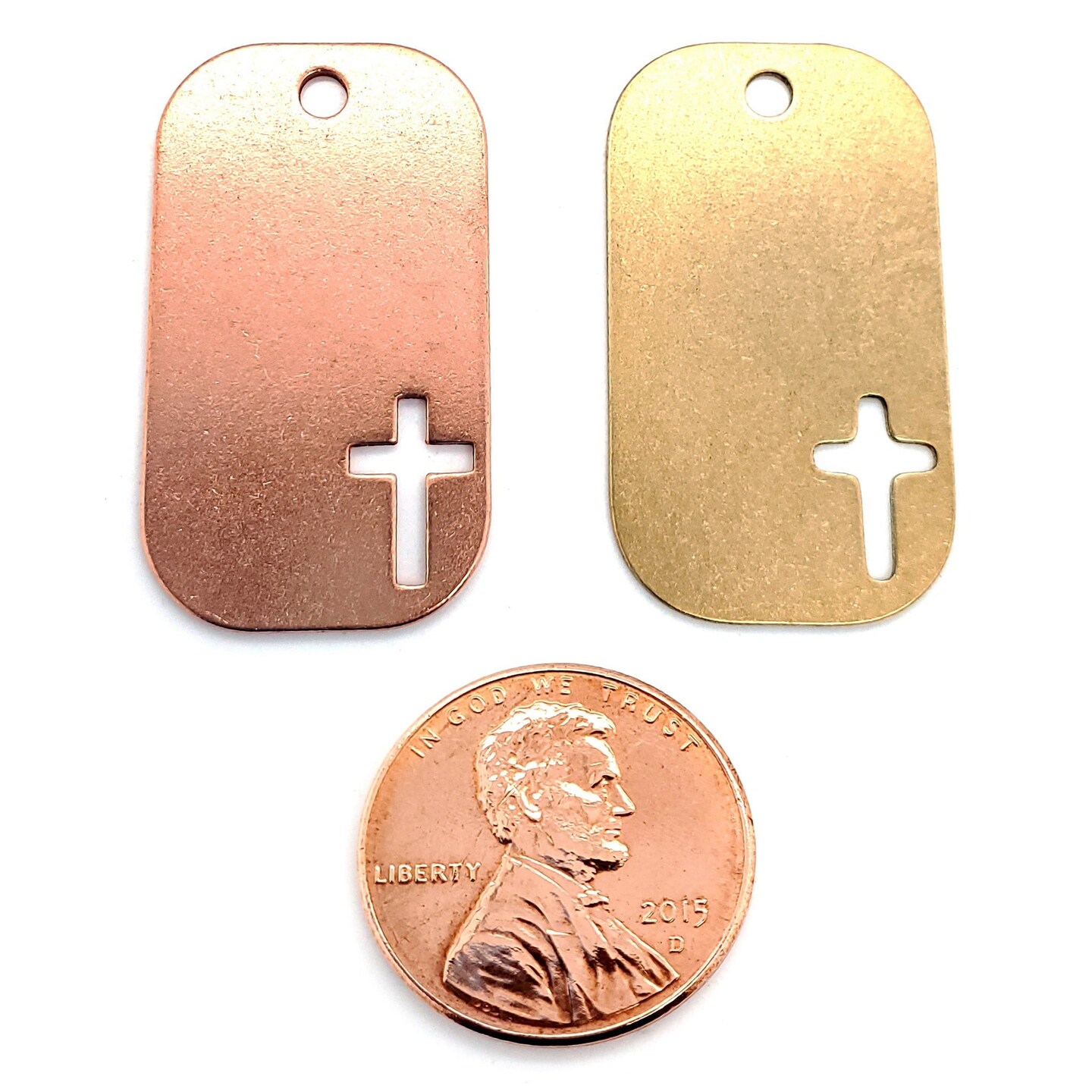 Brass Blank Cross Cutout Dog Tag Pendant
