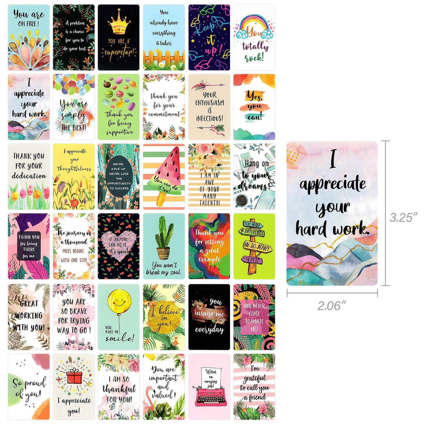 Wrapables Motivational Quote Cards, Inspirational Encouragement Affirmation Cards (72pcs)