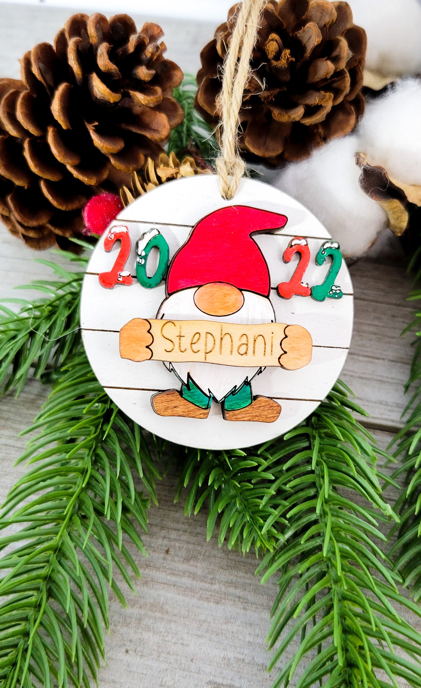 Personalized Gnome Ornament, family ornament, Christmas Gnome, Keepsake