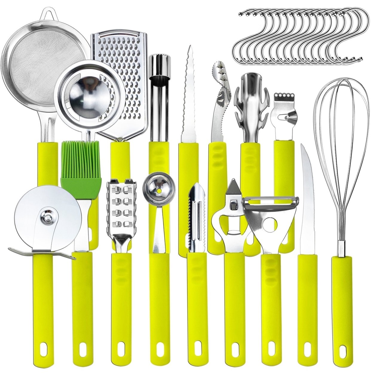 34 Pcs Kitchen Utensil Set Stainless Steel Silicone Green Cooking Tools