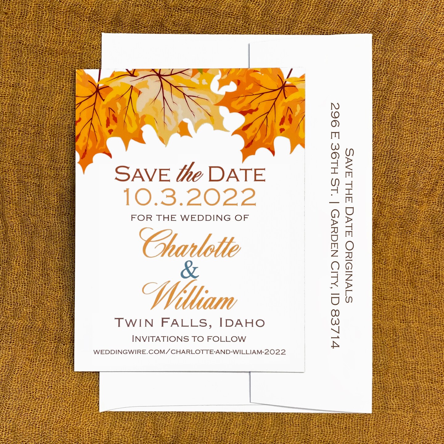 Autumn Fall Leaves Wedding Save the Date Magnet