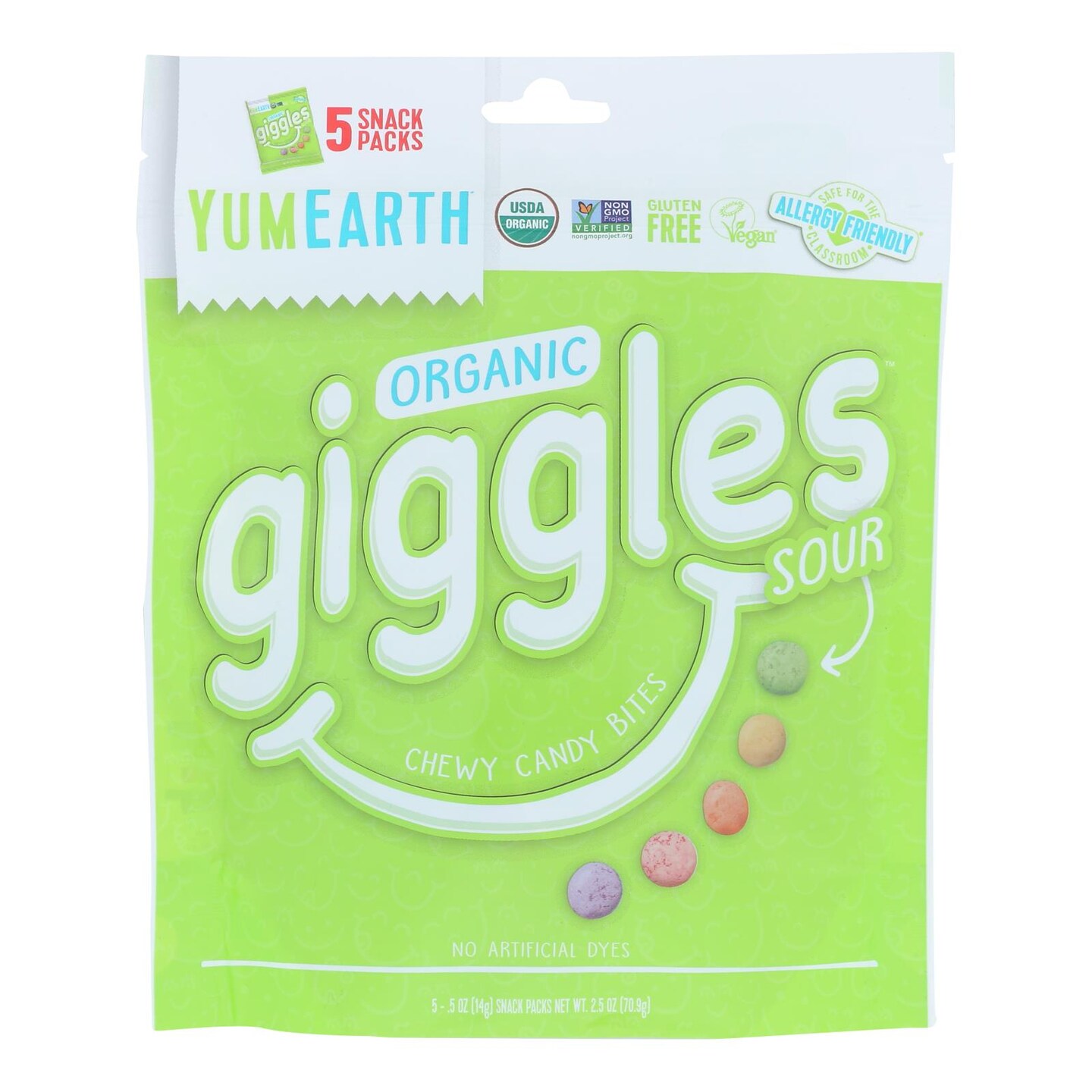 Yumearth - Candy Bag Og2 Giggles Chewy - 5 Pack Case Of 12 2.5 Oz