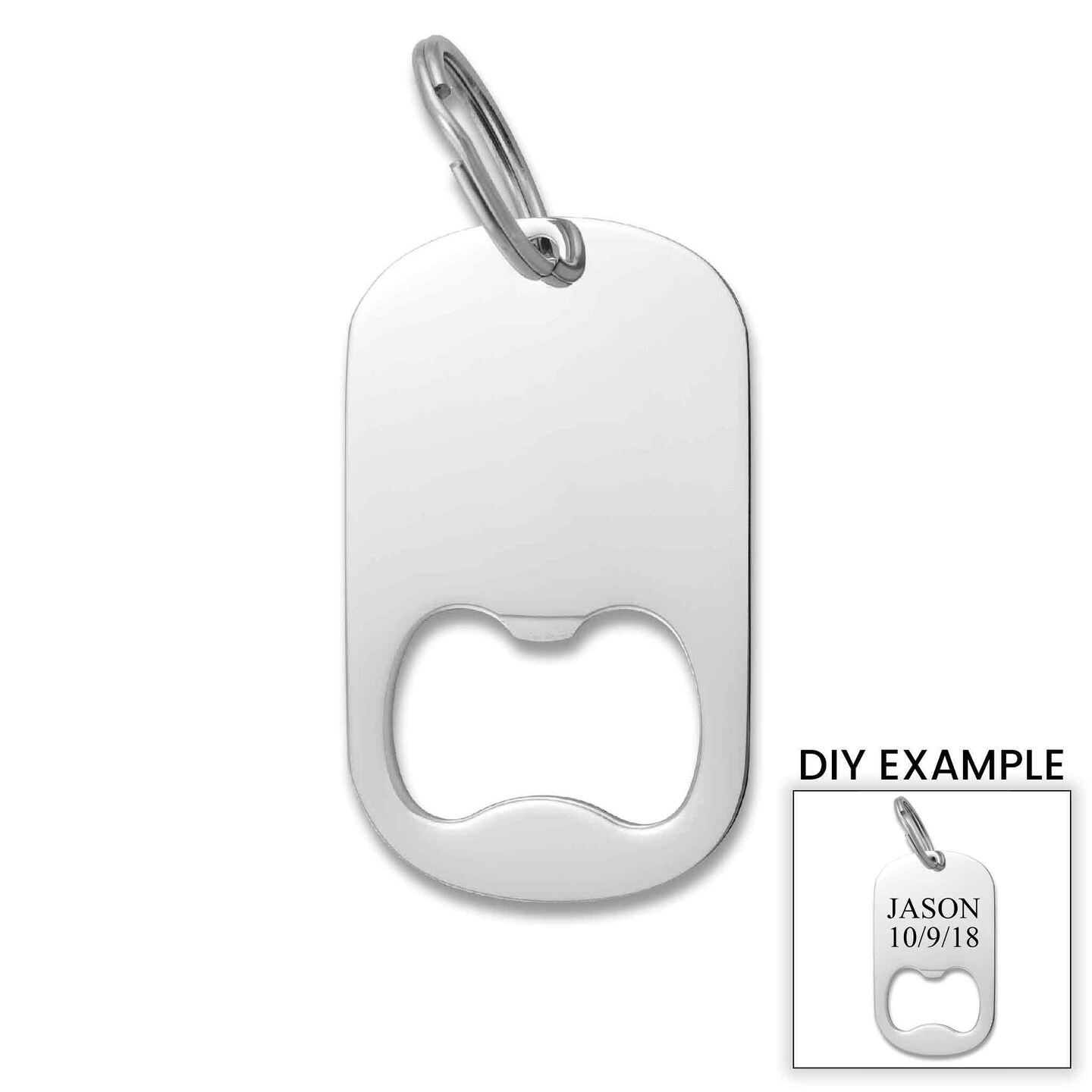 Blank Bottle Opener Keychain Polished Stainless Steel Pendant