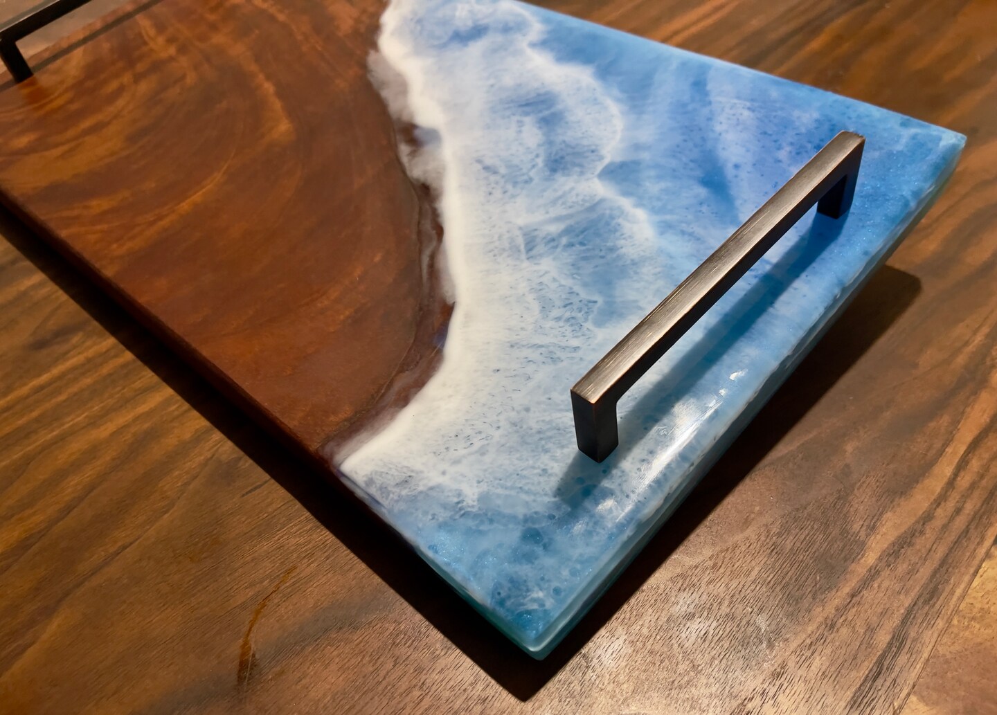 Ocean Beach on Live Edge Wood, Resin Trays