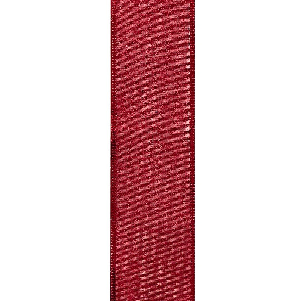 KSA Red Christmas Wired Craft Ribbon 2.5&#x22; x 10 Yards