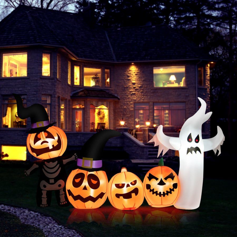 Happy Halloween Inflatable Spoof Ghost Yard Decoration With LED Lights