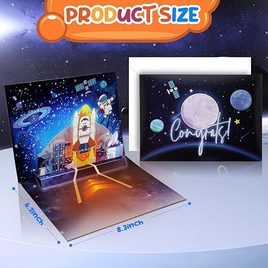 Fitmite Space Musical &#x26; Light 3D Pop-Up Congratulations Greeting Card