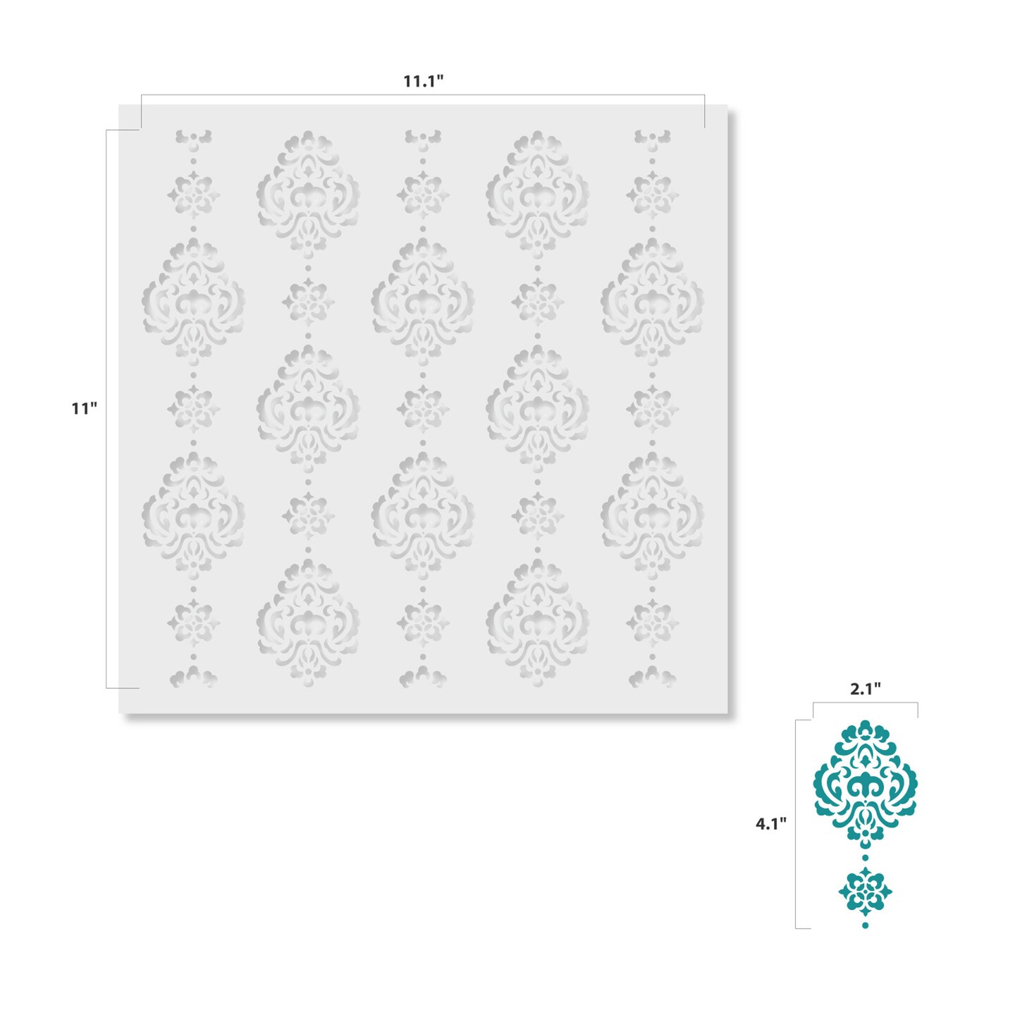 Rosie Damask All Over Embossing 12 x 12 Stencil | FS130 by Designer Stencils | Floral Stencils |