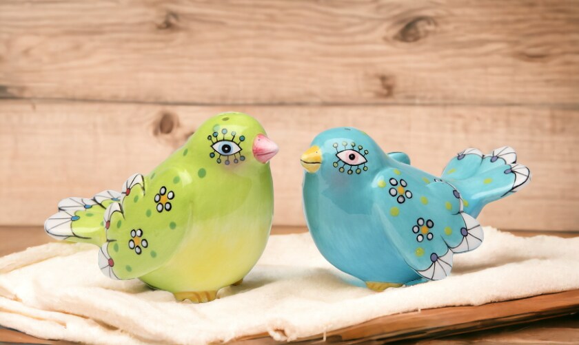 Ceramic Bohemian Birds Salt &#x26; Pepper Shakers, Home D&#xE9;cor, Gift for Her, Gift for Mom, Kitchen D&#xE9;cor, Birdwatcher Gift