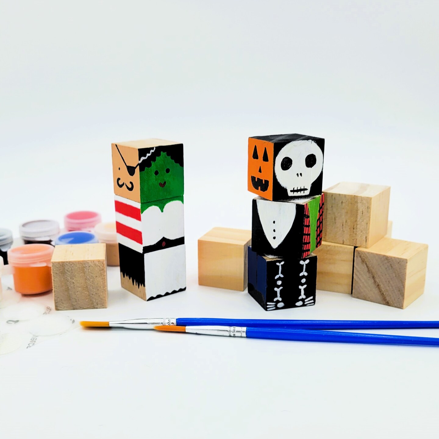 DIY Halloween Mix and Match Block Painting Craft Kit by Ink and Trinket Kids