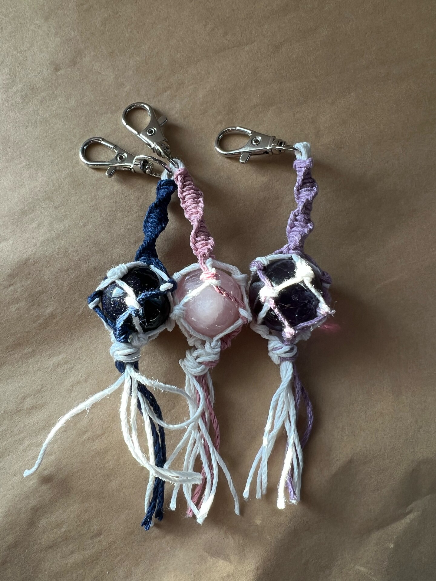 Macrame Crystal Keychain Crystal Ball Clip Decoration For