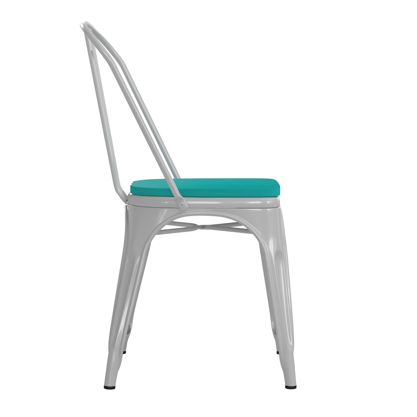 Emma and Oliver Perth Metal Stacking Dining Chairs with Poly Resin Seats for Indoor/Outdoor Use