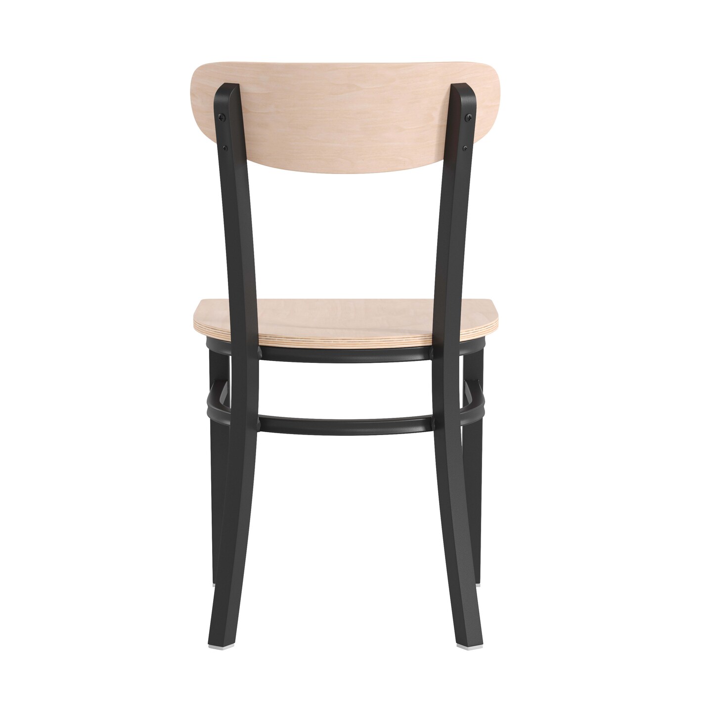 Emma and Oliver Yara Industrial Dining Chair with Rolled Steel Frame and Solid Wood Seat - 500 lbs. Static Weight Capacity