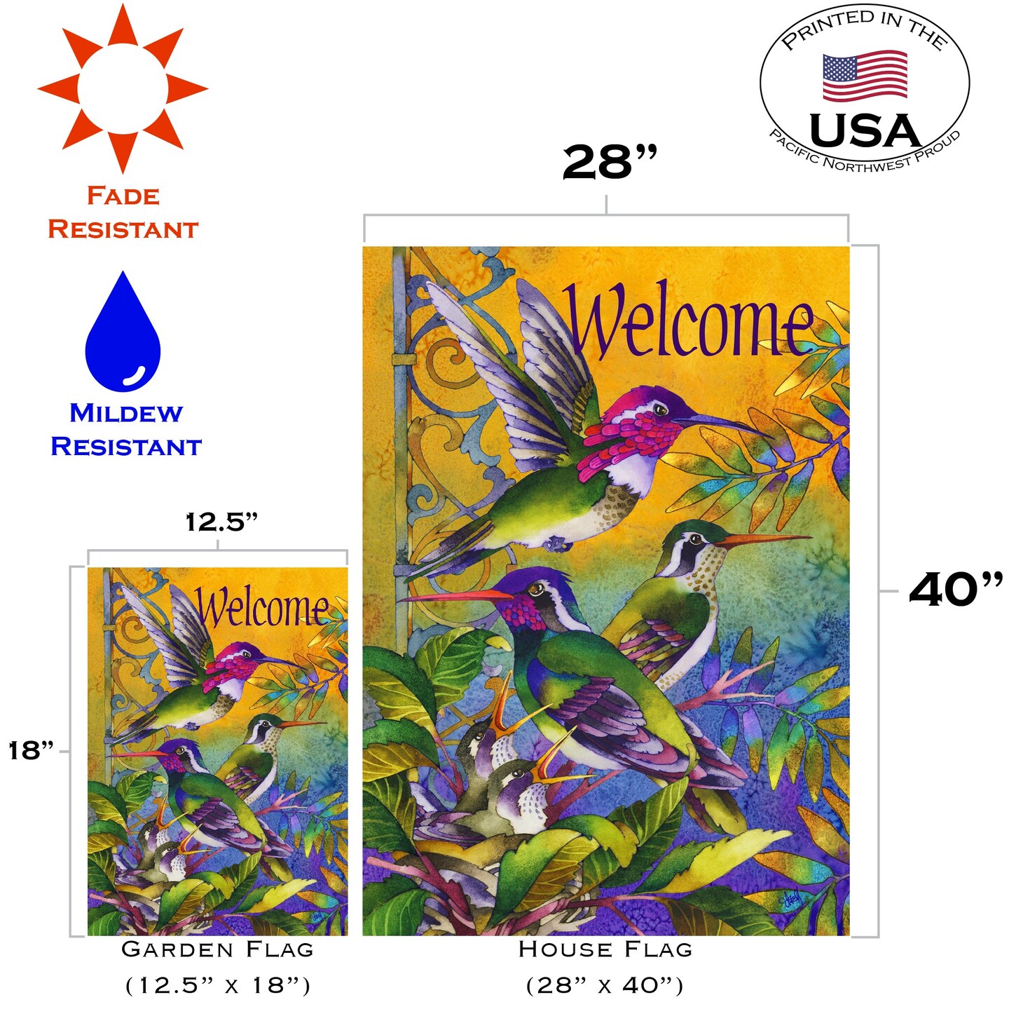 Hummingbird Home Decorative Hummingbird Flag