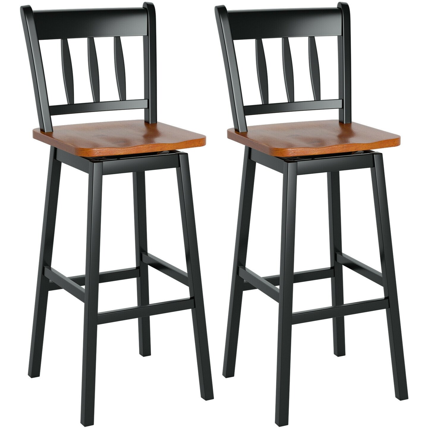 30.5 Inches Set of 2 Swivel Bar Stools with 360&#xB0; Swiveling