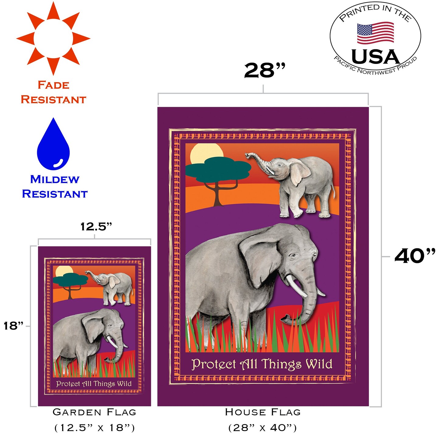 Protect Elephants Decorative Elephant Flag