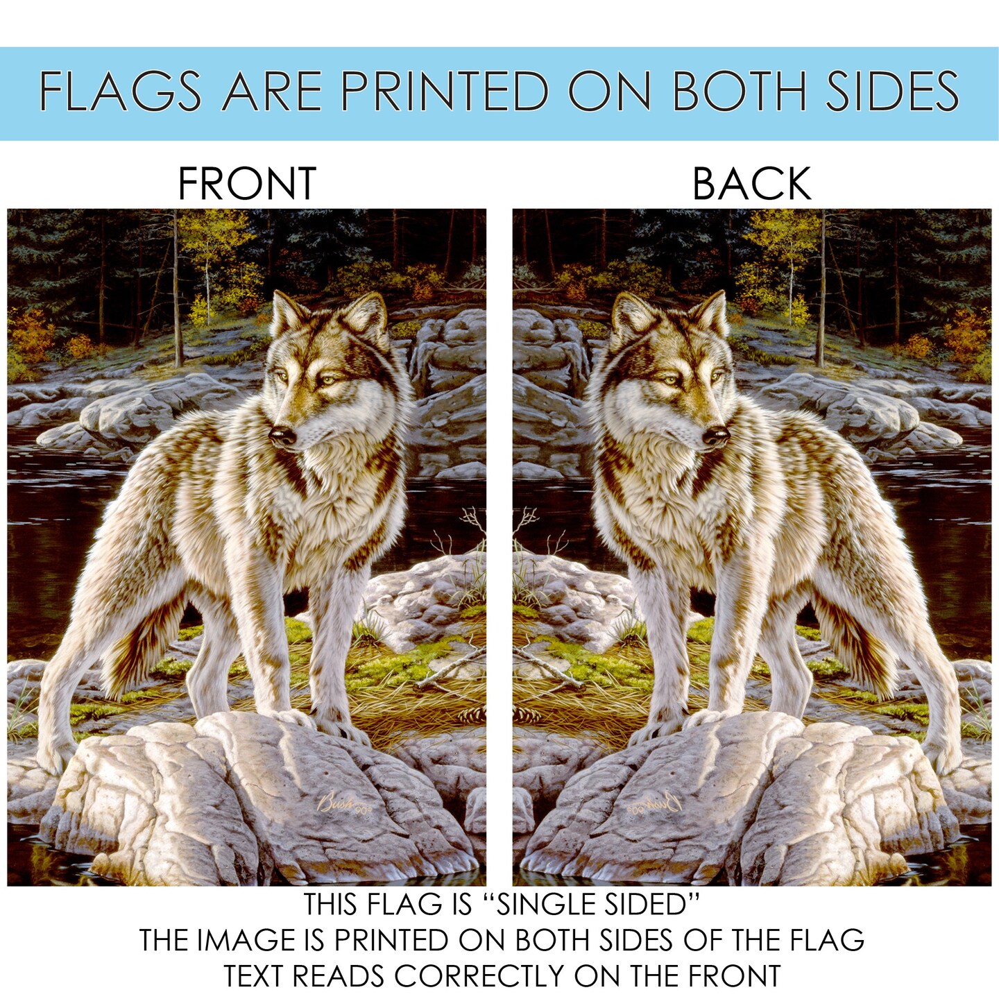 Courage Wolf Decorative Wold Flag