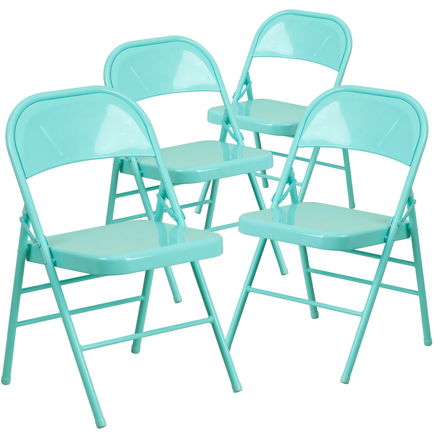 Emma and Oliver 4 Pack Colorful Metal Folding Chair Teen and Event Seating