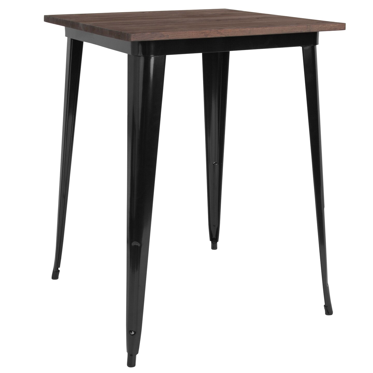 Merrick Lane Ardennes 31.5 Steel Indoor Contemporary Table With Square Rustic Wood Top