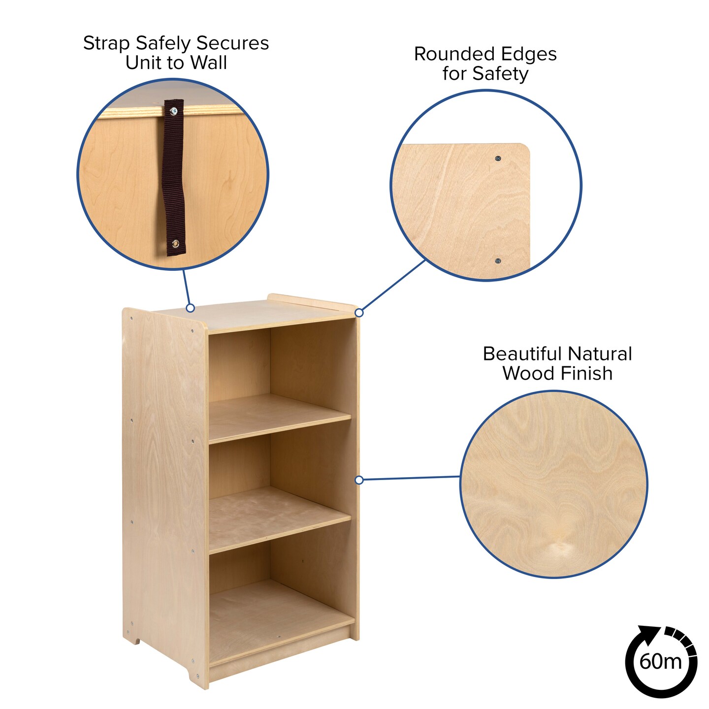 Emma and Oliver Wooden School Classroom Storage Cabinet/Bookshelf for Commercial or Home Use