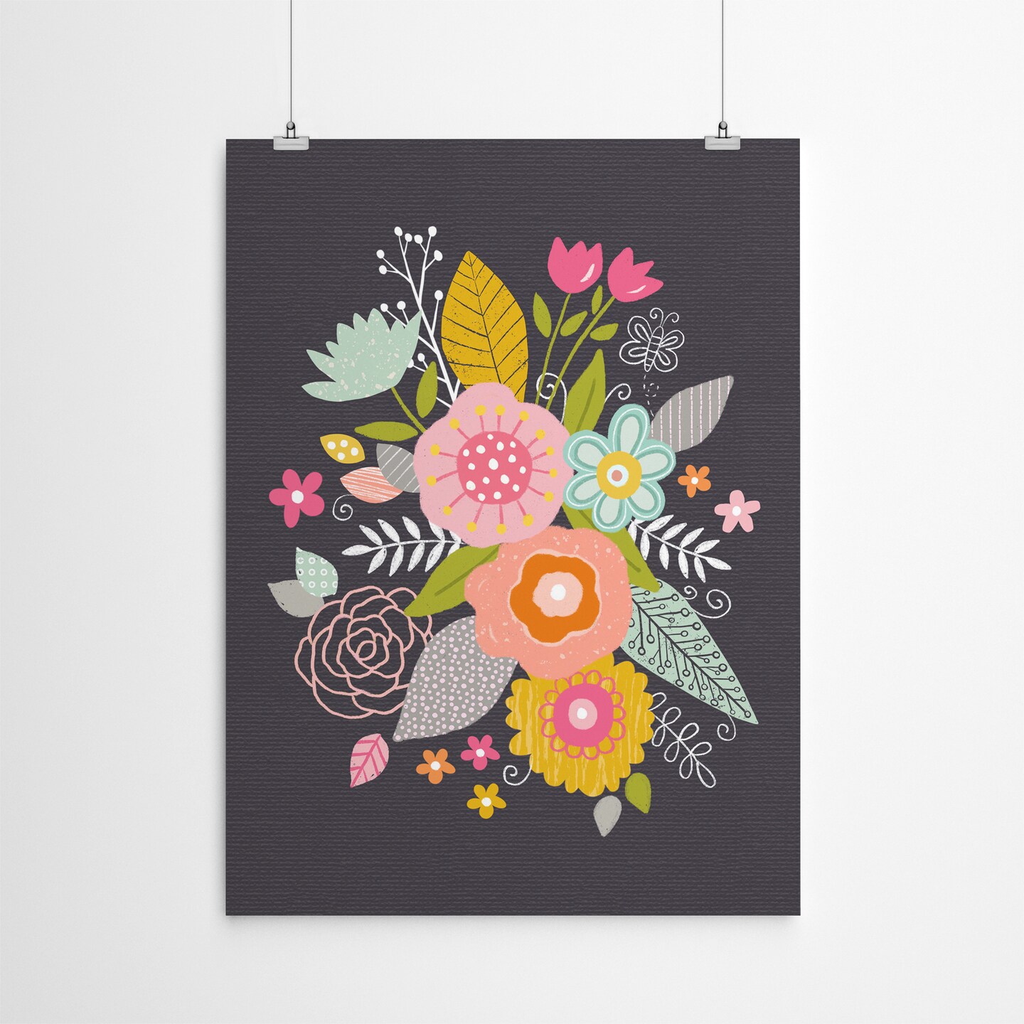 Floral Illustration Charcoal by Lisa Nohren  Poster Art Print - Americanflat
