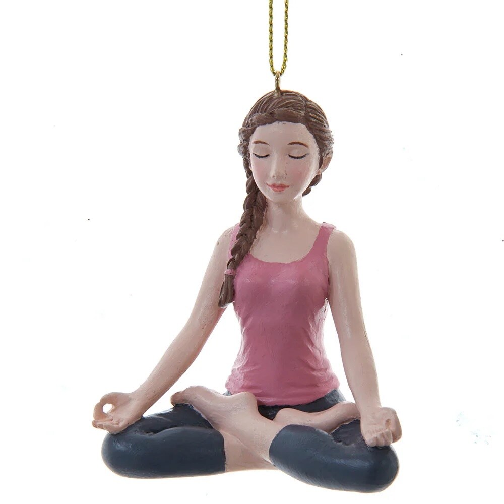 KSA Pack of 12 Pink and Black Yoga Girl Christmas Ornaments 3&#x22;