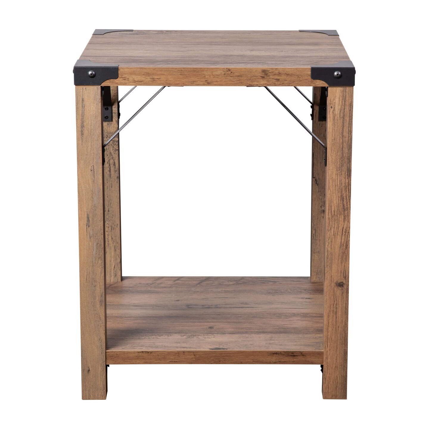 Merrick Lane Green River Modern Farmhouse Engineered Wood End Table and Powder Coated Steel Accents