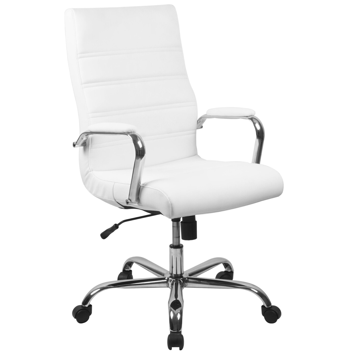 Modern White Office Chair with Padded Armrest